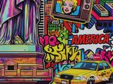 a painting of a taxi and a tv on the street