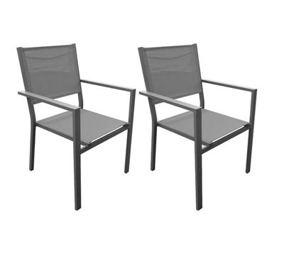 Lot de 2 fauteuils POALU, en aluminium et textilène coloris …