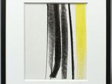 a black and white drawing of a yellow and black stripe