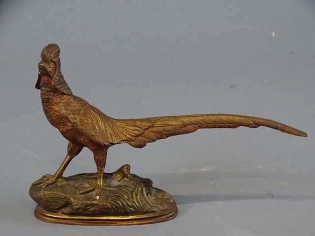 Faisan en bronze doré H : 13 - L : 21