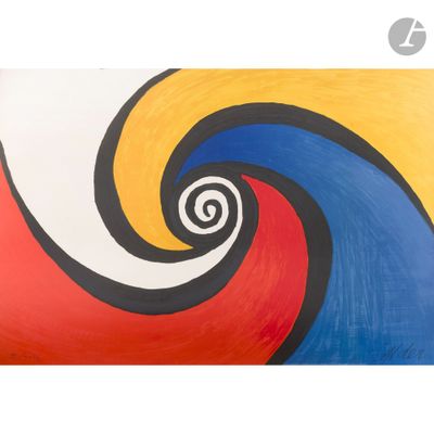 abstract painting of a colorful spiral design on a white background