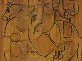 une image représentant un tableau d'un éléphant avec un oiseau sur le dos