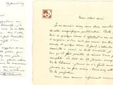 an old letter with a picture of a man on it and a piece of paper with a picture of a man on it
