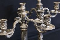 Paire de candélabres en bronze argenté à trois bras de lumiè… (photo 3)