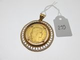 une image représentant une pièce d'or sur laquelle figure une étiquette indiquant son prix