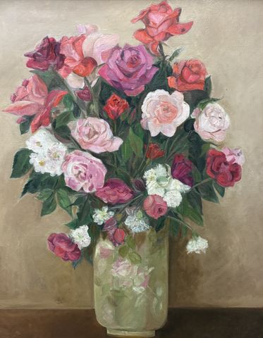 Michèle GRANET CASTETS (1934-2025) « Bouquet de fleurs ». Huile s...