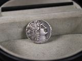 une image représentant une pièce d'argent dans un écrin à bague