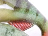 a close up of a vase with a fish on it