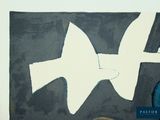 a picture of a painting of a bird and a coin