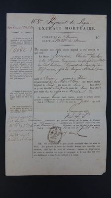 an old document with writing on it sitting on top of a table