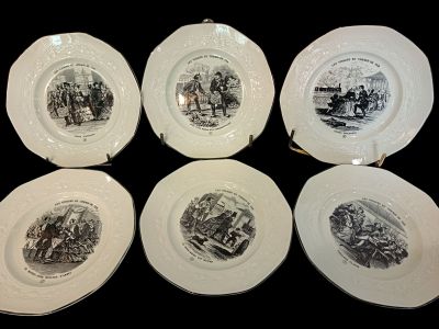 6 assiettes en faïence sur le thème des voyages en chemins d…