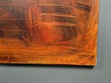 a painting on the wall of a room with a clock on it