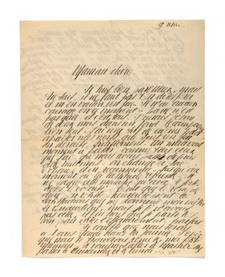 une lettre écrite en cursive sur une feuille de papier