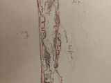 drawing of a map of a lake with a mountain in the background