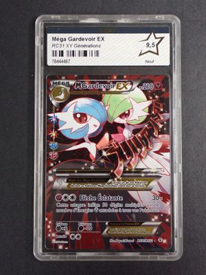 a close up of a card in a plastic case on a table