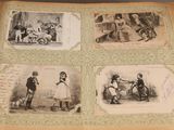 several old photos of children are displayed in a book