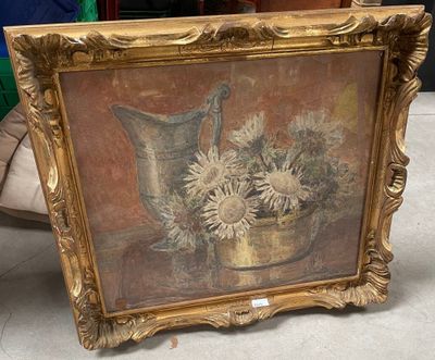 a picture of a picture of a vase with sunflowers in it