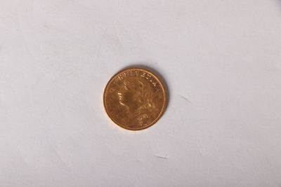 a small coin on a white surface next to a smaller coin