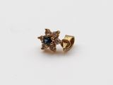 une image représentant une boucle d'oreille en or sertie de diamants bleus et blancs