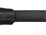 the knife is black with a brown handle and a black blade