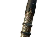 a black umbrella with a mosaic pattern on it