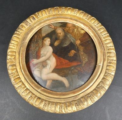 Tableau HSB -Suzanne et les vieillards- anonyme 17eS diam:17…