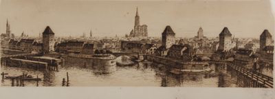 A.KOERTTGE (1861-1940) Vue de Strasbourg, gravure en sépia, …