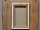peinture représentant un cadre en bois avec une bordure blanche et un fond marron