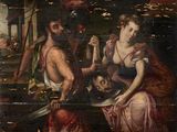 tableau représentant un homme et une femme, avec un crâne et une épée