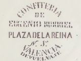 a close up of a plate with a design on it