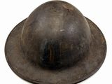 a helmet that has been worn on a white background