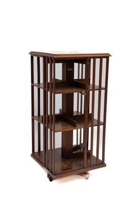 Bibliothèque tournante en acajou et placage d'acajou, étique… - Photo 1