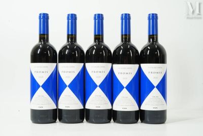 six bouteilles de vin rouge alignées sur une surface blanche