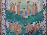 un tableau représentant un groupe de personnes dans l'eau
