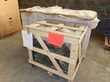 a wooden crate sitting on top of a pallet in a warehouse