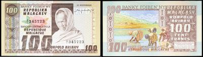 three different bank notes with a picture of a woman and a man