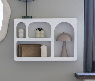 Etagère murale 4 niches , blanc- 60x13x40 cm- retour transpo…