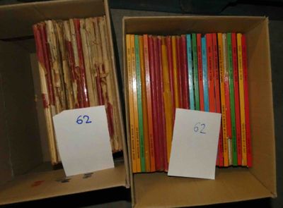 two boxes with books in them that have numbers on them