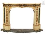 a marble fireplace with a marble mantle on it