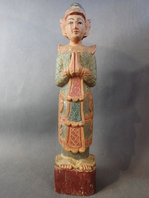 INDONESIE Sculpure en bois polychrome, H. 46cm - Photo 1
