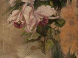 a painting of flowers in a vase on a table