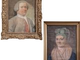 painting of a man and a woman in a turban and a portrait of a man