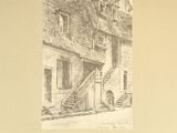 a picture of a drawing of a building with a staircase