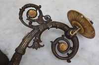 Paire d'appliques à un bras de lumière en bronze à double pa… (photo 3)