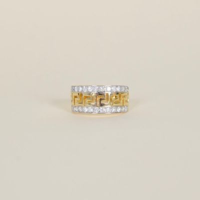 Bague jonc en or jaune 9K (375/oo), ajourée d'une frise grec…