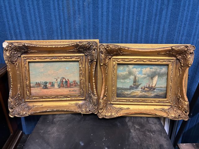 A. Mess (école du 20e siècle) « Paysage de mer animé de voilier »...