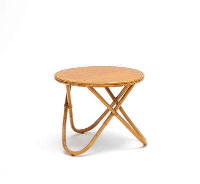 an image of a small wooden table with a wooden top