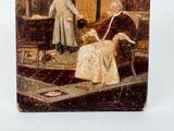 a painting of a man and a woman in a living room