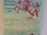 a poster with a picture of a man riding a horse