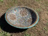 a bowl that is sitting on the ground in the grass